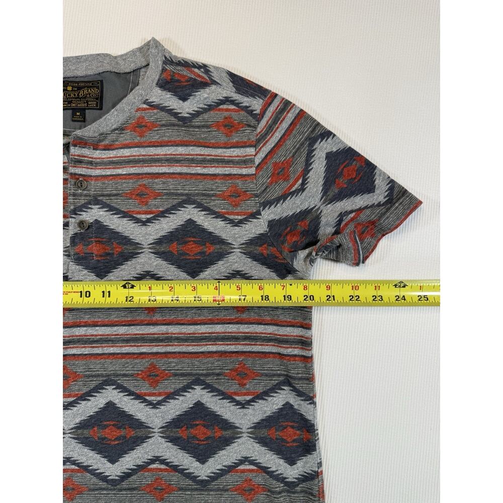 Lucky Brand Henley T Shirt Aztec Southwestern Short Sleeve Size Medium - Picture 6 of 6